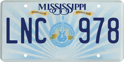 MS license plate LNC978