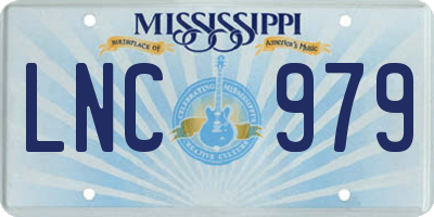 MS license plate LNC979