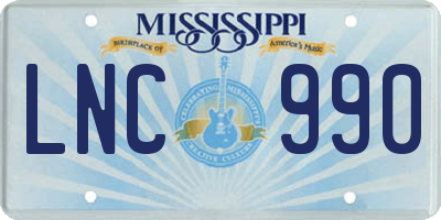MS license plate LNC990