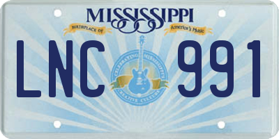 MS license plate LNC991