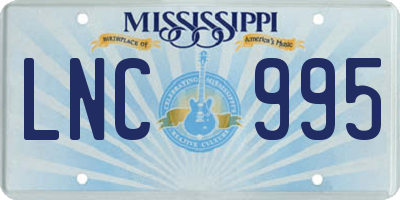 MS license plate LNC995