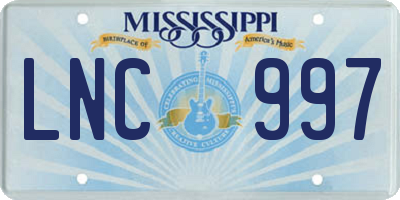 MS license plate LNC997