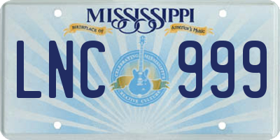 MS license plate LNC999