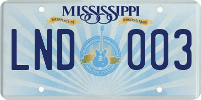MS license plate LND003