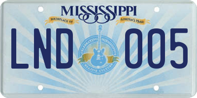 MS license plate LND005