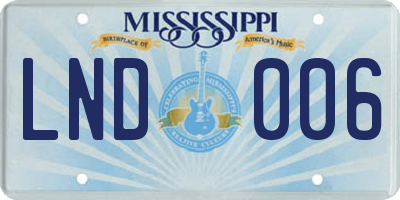 MS license plate LND006