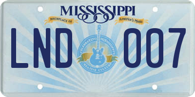 MS license plate LND007