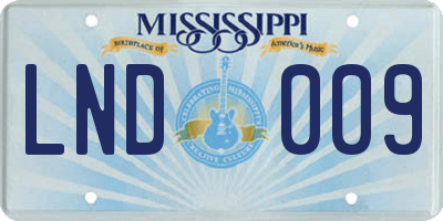 MS license plate LND009