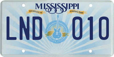 MS license plate LND010