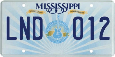 MS license plate LND012