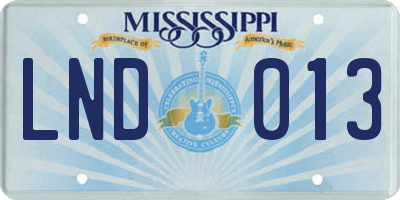 MS license plate LND013