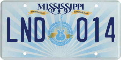 MS license plate LND014
