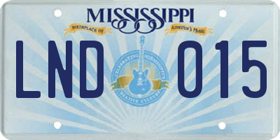 MS license plate LND015
