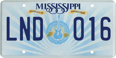 MS license plate LND016