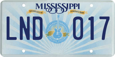 MS license plate LND017