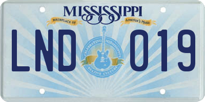 MS license plate LND019