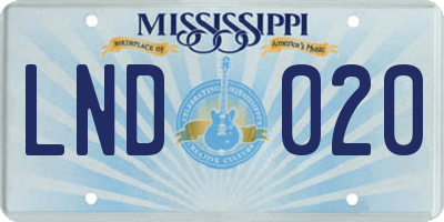 MS license plate LND020