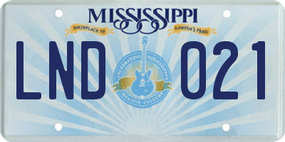 MS license plate LND021