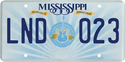 MS license plate LND023