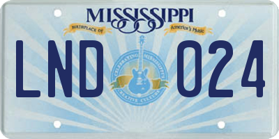 MS license plate LND024