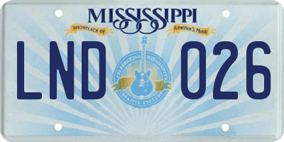 MS license plate LND026