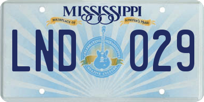 MS license plate LND029