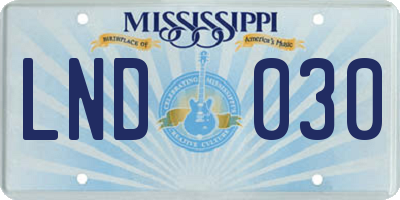 MS license plate LND030