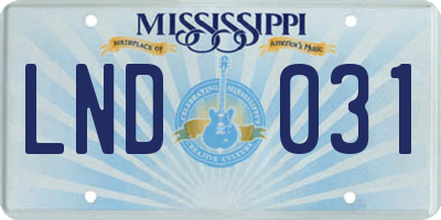 MS license plate LND031