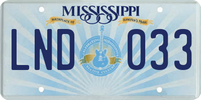 MS license plate LND033