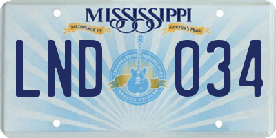MS license plate LND034