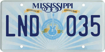 MS license plate LND035