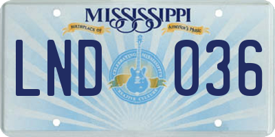 MS license plate LND036