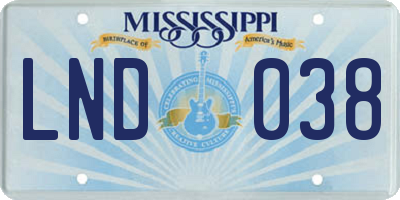 MS license plate LND038