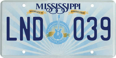 MS license plate LND039