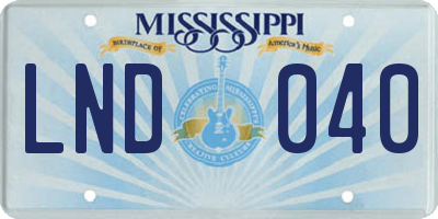 MS license plate LND040