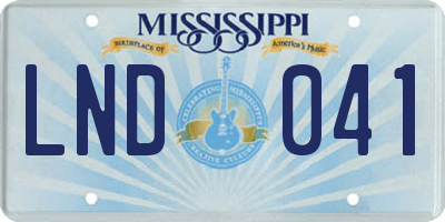 MS license plate LND041