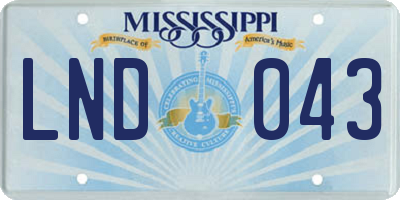 MS license plate LND043