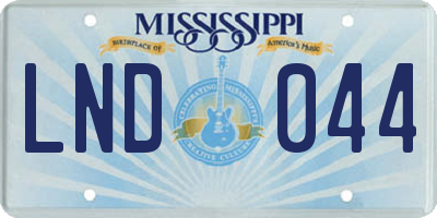 MS license plate LND044