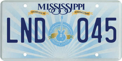 MS license plate LND045