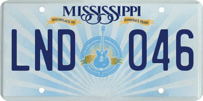 MS license plate LND046