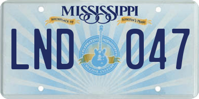 MS license plate LND047