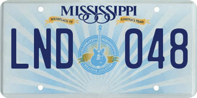 MS license plate LND048