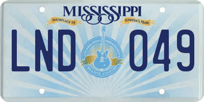 MS license plate LND049