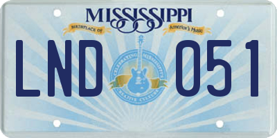 MS license plate LND051
