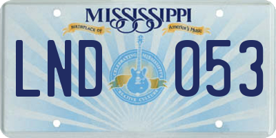 MS license plate LND053