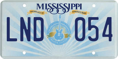 MS license plate LND054