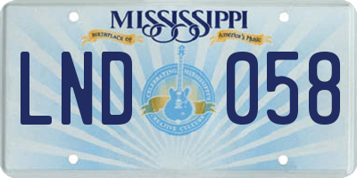 MS license plate LND058