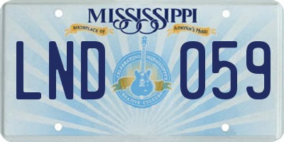 MS license plate LND059