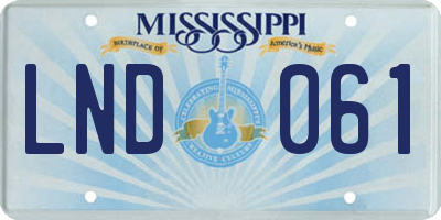 MS license plate LND061