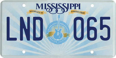 MS license plate LND065
